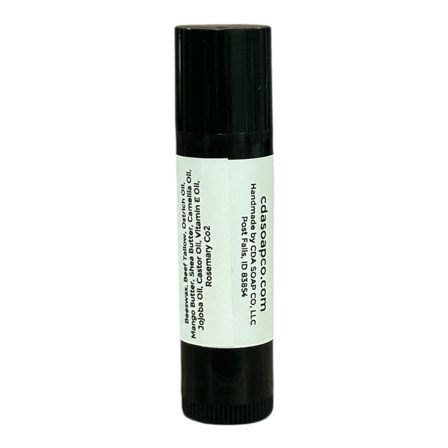 Black and white tube with text on a white background
