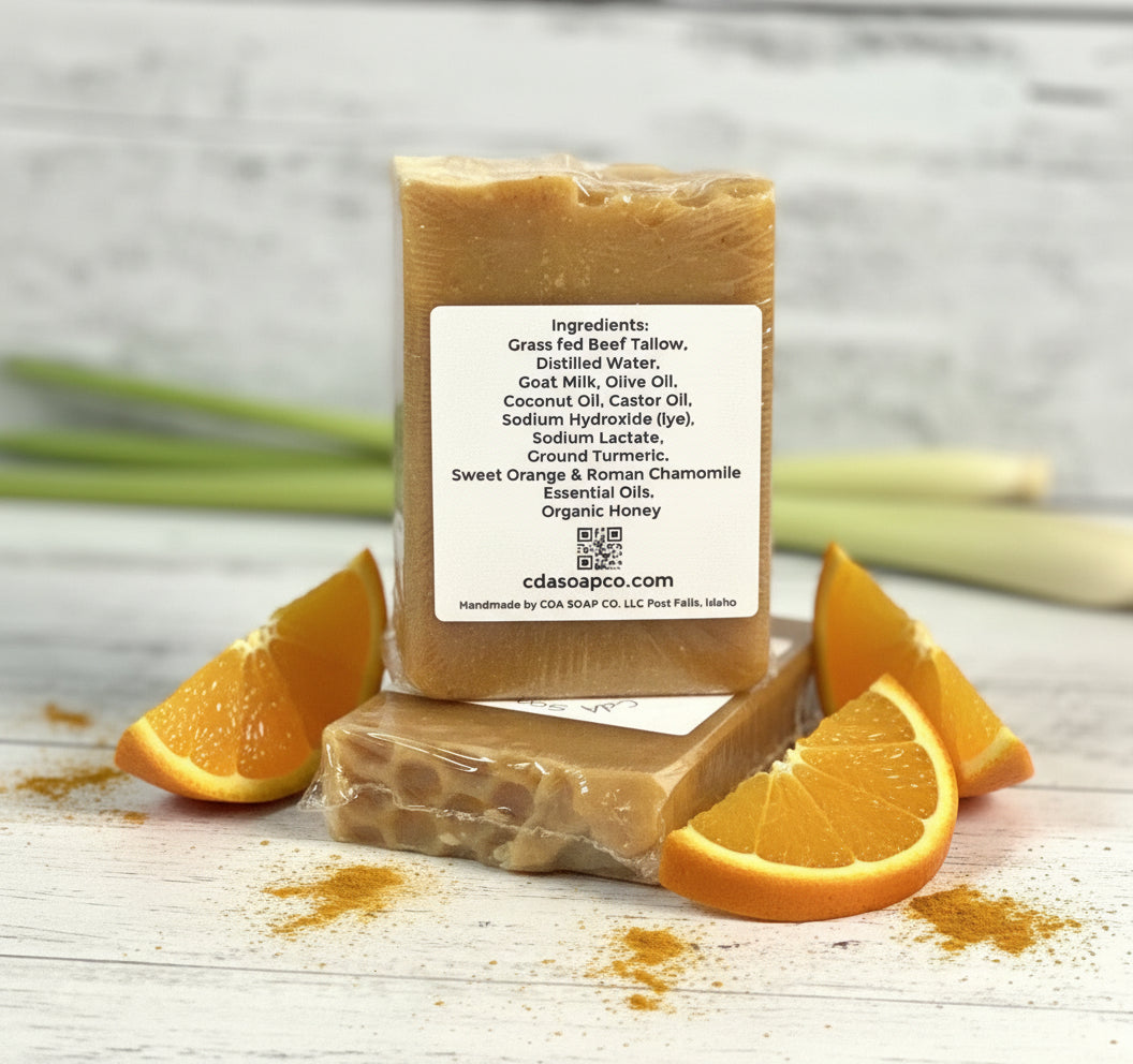 Orange Turmeric Tallow & Goat Milk with Honey Soap