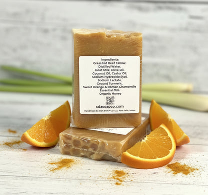 Orange Turmeric Tallow & Goat Milk with Honey Soap