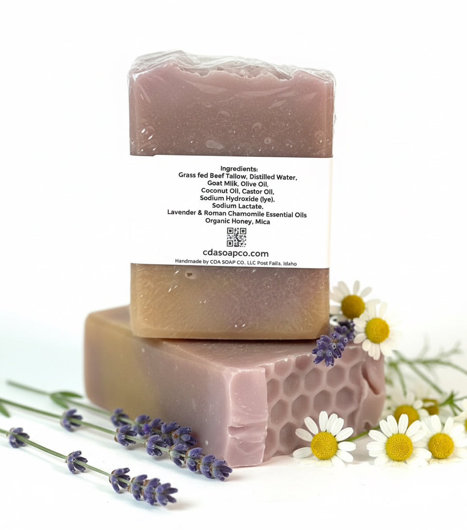 Lavender Chamomile Tallow & Goat Milk with Honey Soap