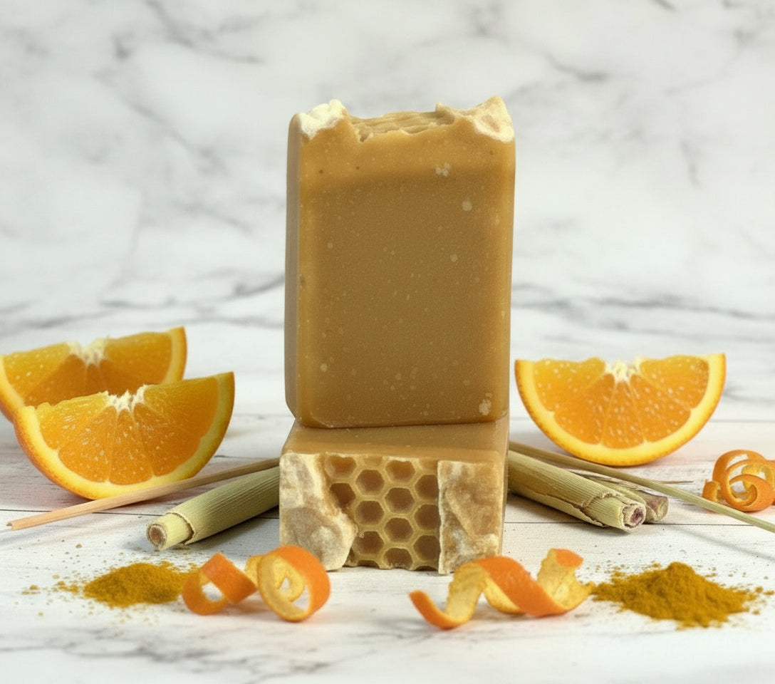 Bar of soap on a textured white surface
