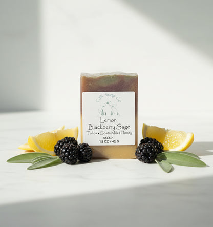 Lemon Blackberry Sage Tallow & Goat Milk W/Honey Soap