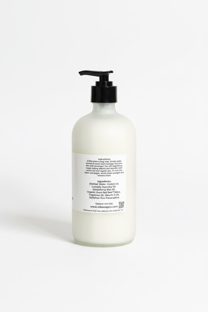 White bottle with black pump on a white background