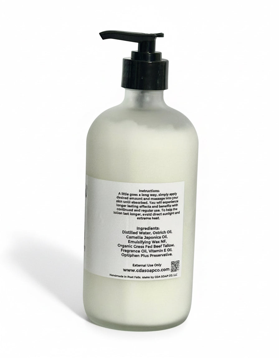 Bottle of lotion with pump on a wooden surface