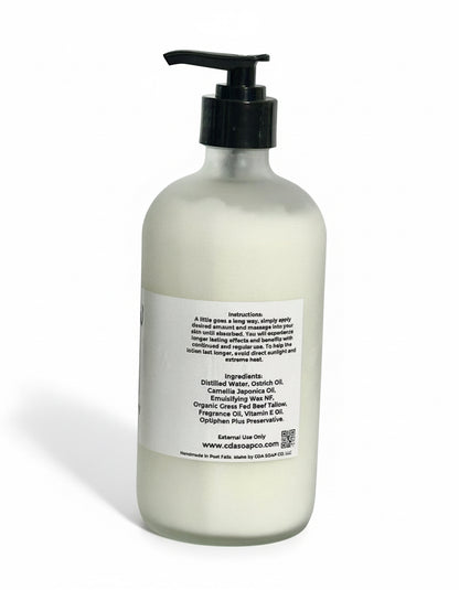 Bottle of lotion with pump on a wooden surface