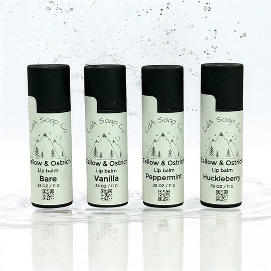 Tallow & Ostrich Lip Balms Large Kraft Board Push Up Tubes