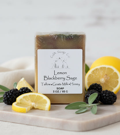 Lemon Blackberry Sage Tallow & Goat Milk W/Honey Soap