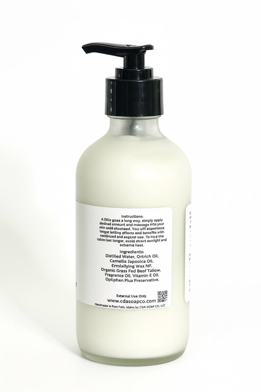 White bottle with black pump on a white background