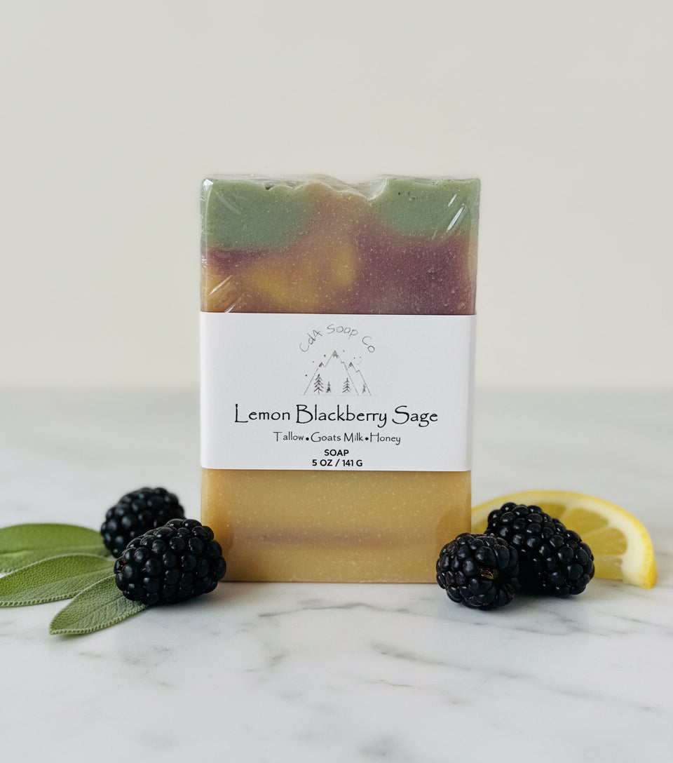 Lemon Blackberry Sage Tallow & Goat Milk W/Honey Soap