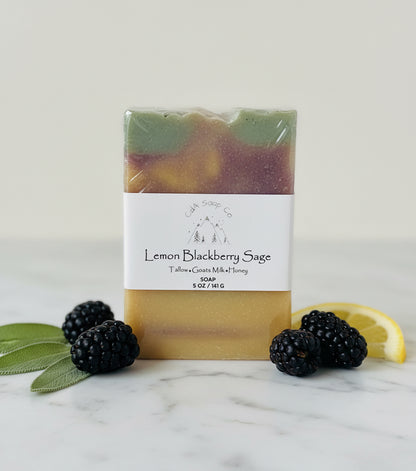 Lemon Blackberry Sage Tallow & Goat Milk W/Honey Soap