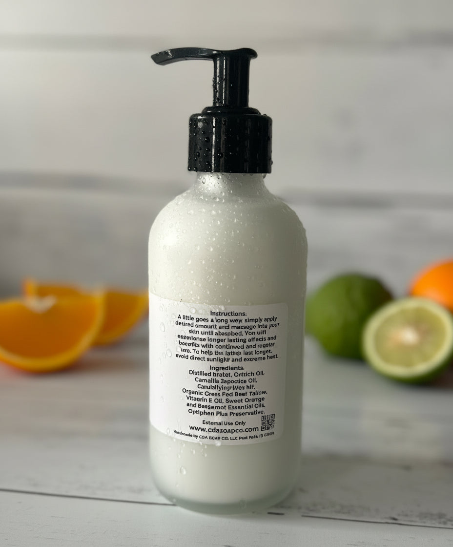 Sweet Orange Bergamot Tallow & Ostrich Oil Body Lotion