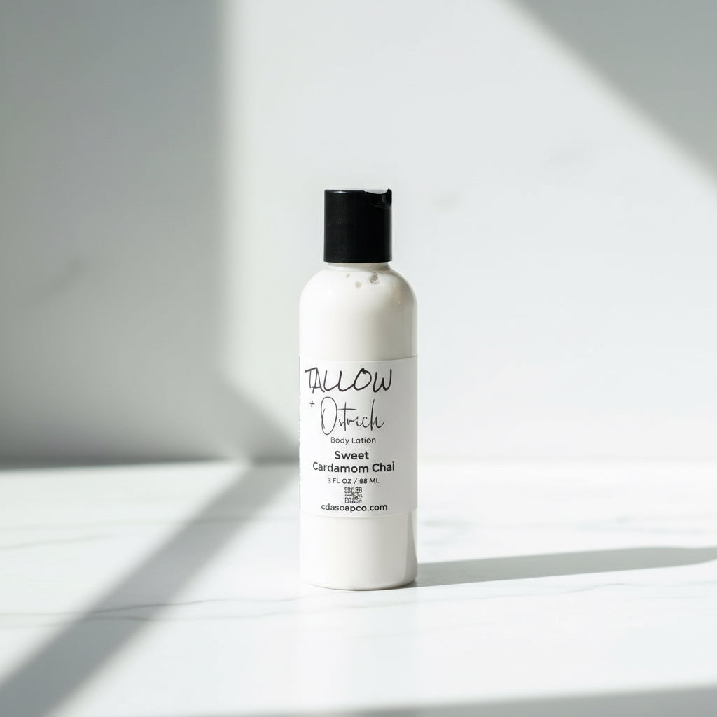 White bottle with black cap on a light gray background