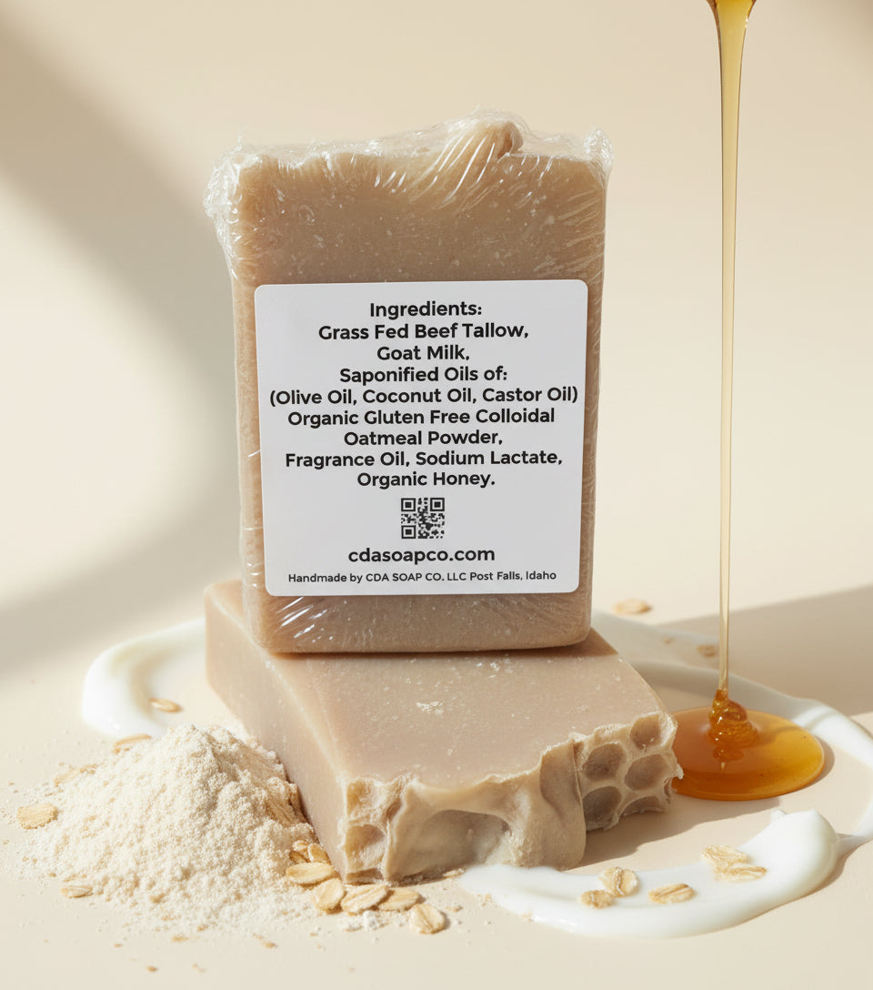 Scented Oatmeal Milk & Honey Tallow & Goat Milk W/ Honey Soap