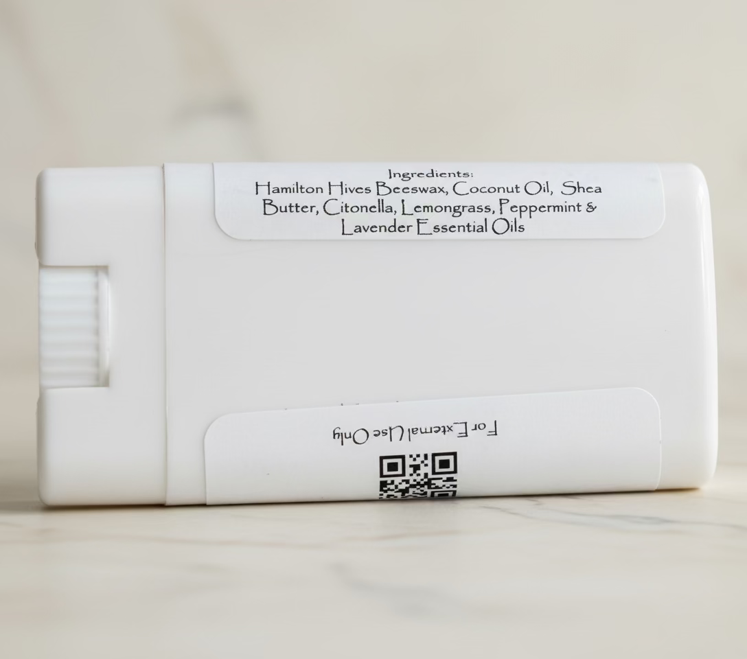 White  container with label on a light background