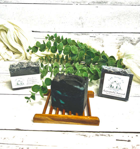 Activated Charcoal Tea Tree, Lemongrass, Eucalyptus cold process soap