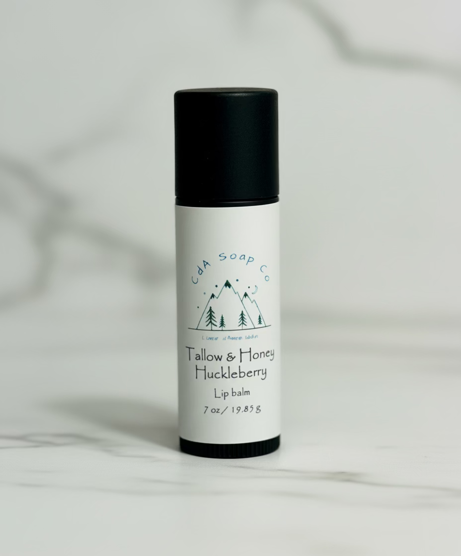 lip balm tube marble background